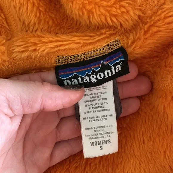 Patagonia orange fleece hooded zip up womens s - Picture 2 of 4